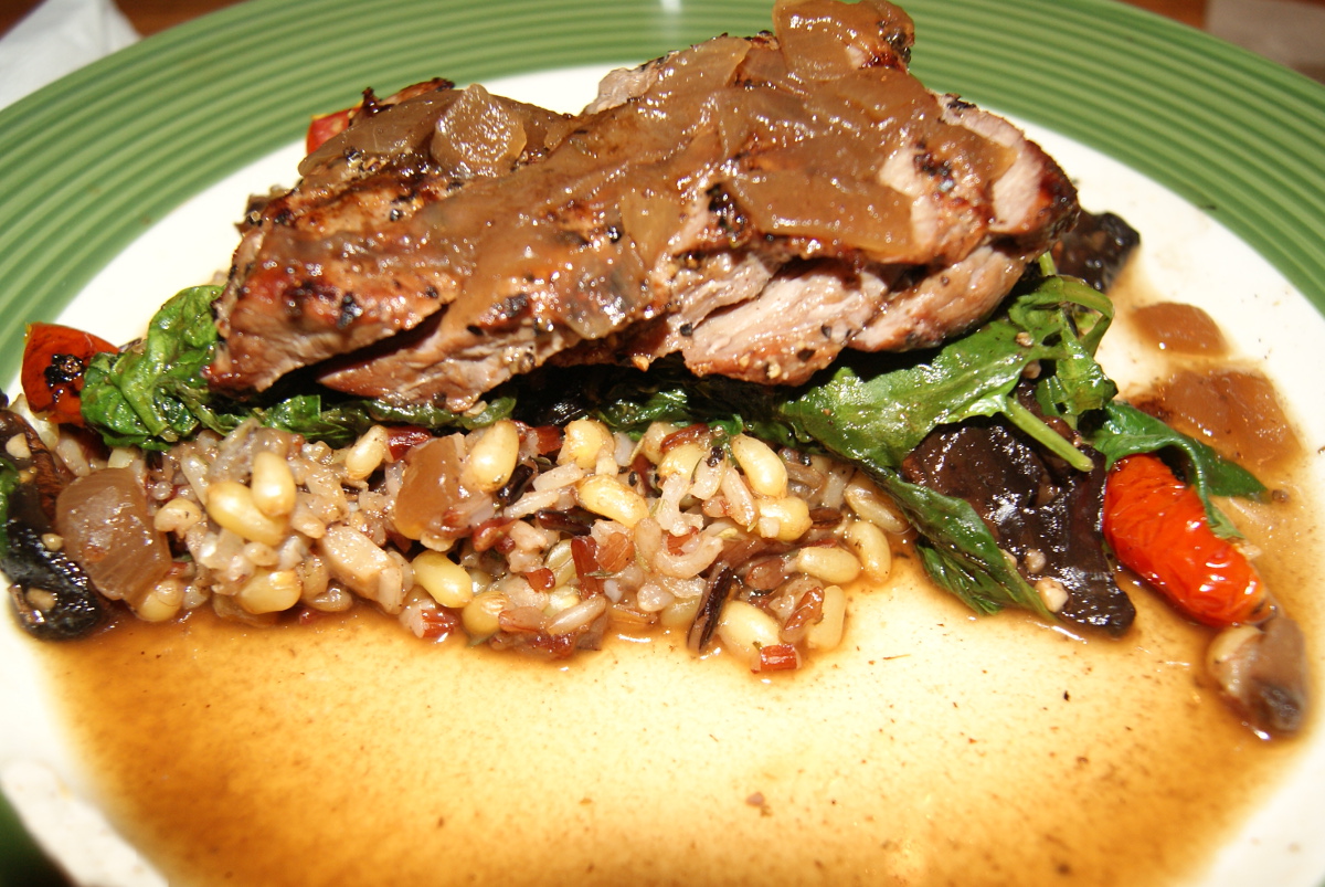 Pepper-crusted sirloin and whole grains